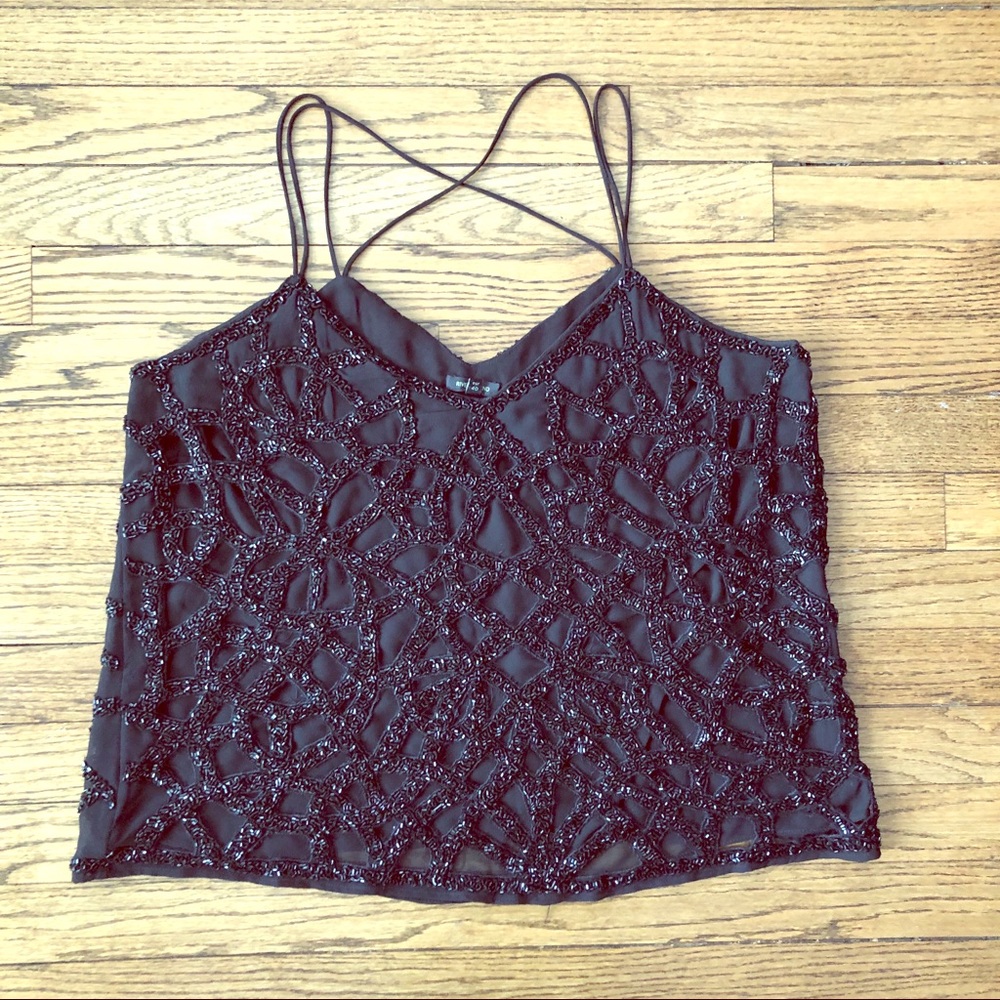 River Island black beaded strappy top